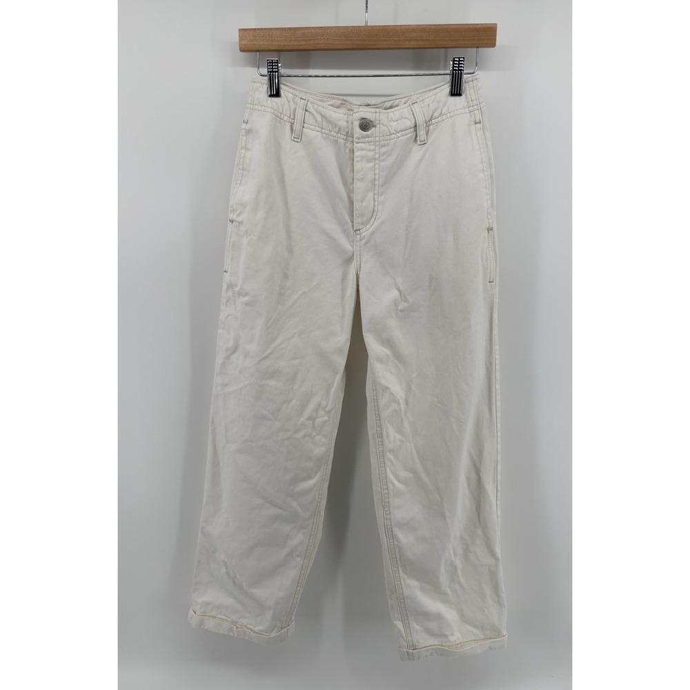Free People Wide Leg Button Fly Pants Sz 25 Cuffed Preppy Momcore